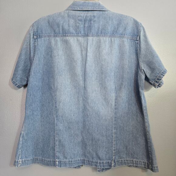 Regatta Women's Short Sleeve Full Button Front Light Blue Washed Denim Shirt - Picture 3 of 11